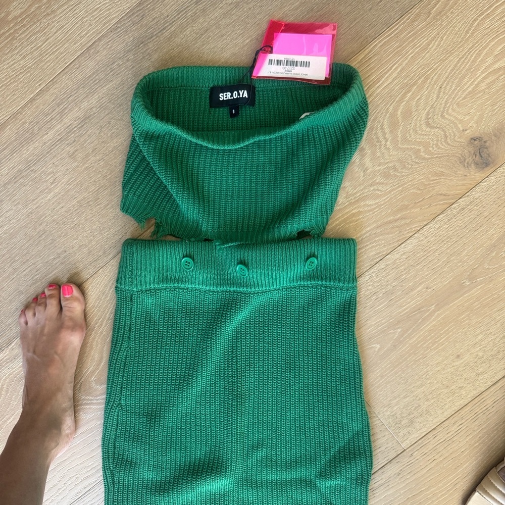 SER.O.YA Green Midi Pencil Skirt Set for Cocktail - Picture 3 of 11